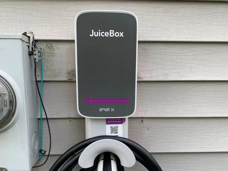 JuiceBox electric vehicle charger installed by SLB Electrical Contracting in Middletown, NJ.